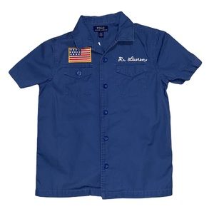 Polo Ralph Lauren boys size size 7 blue button down short sleeve top